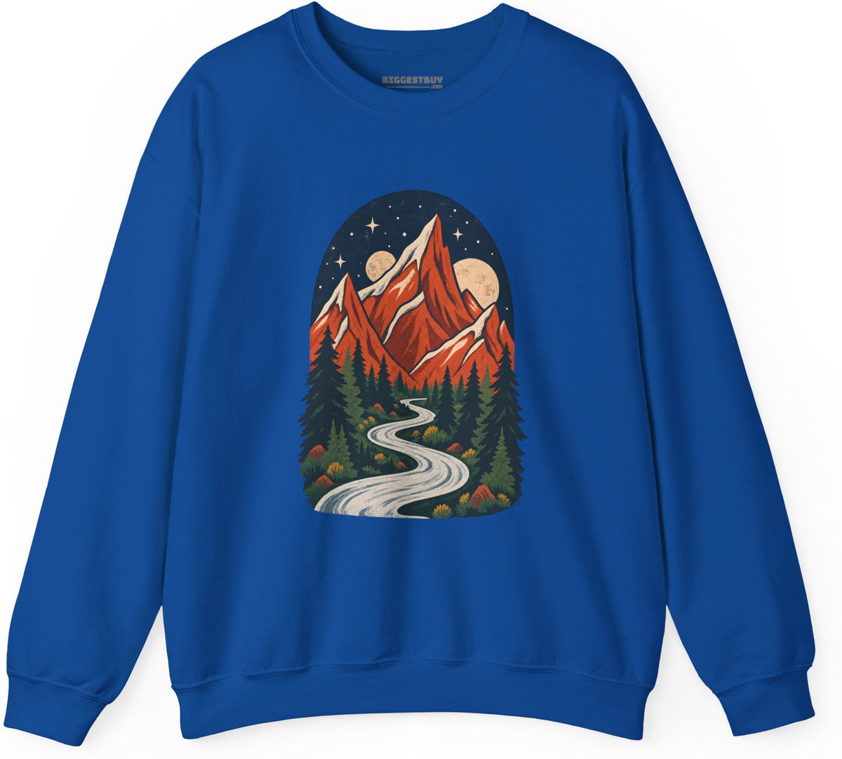 Mountain Maze - Crewneck Sweatshirt in Royal, front view