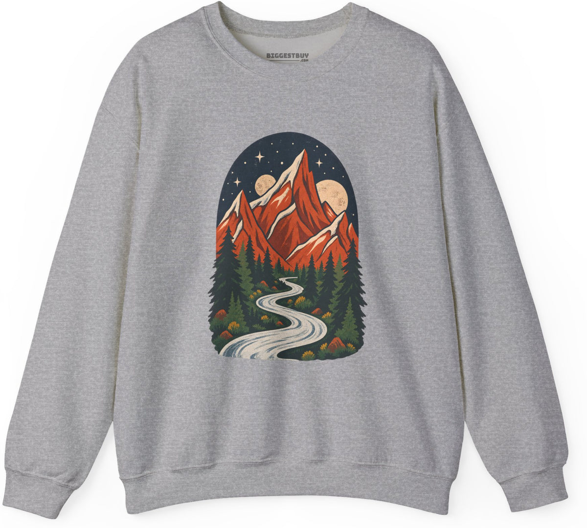 Mountain Maze - Crewneck Sweatshirt in Sport Grey, front view
