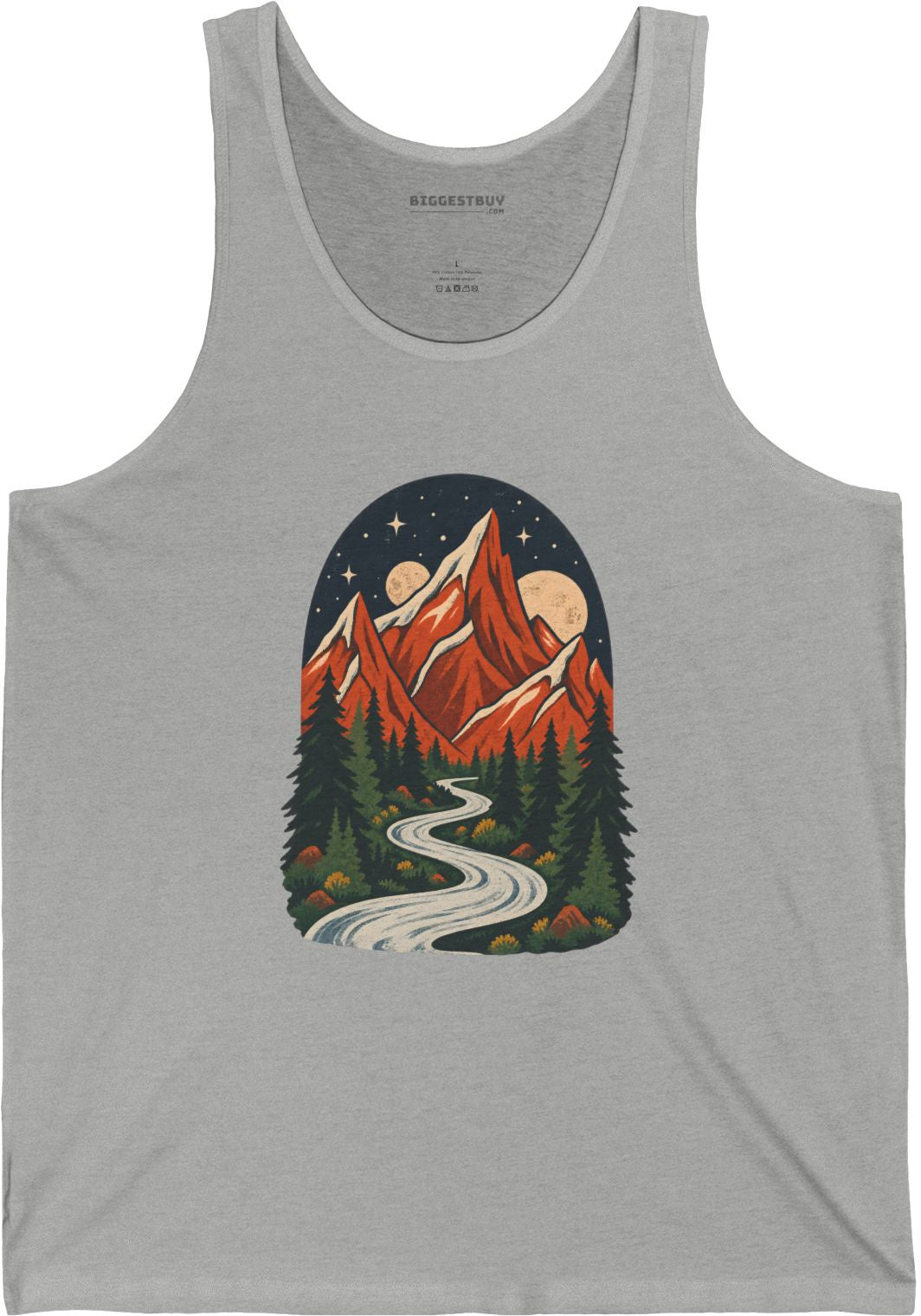 Mountain Maze - Jersey Tank Top in Athletic Heather, front view