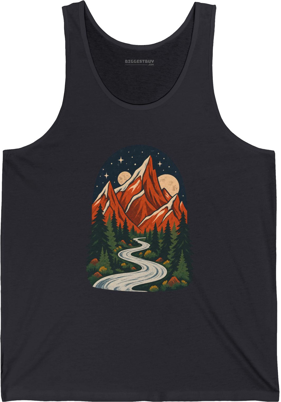 Mountain Maze - Jersey Tank Top in Dark Grey, front view