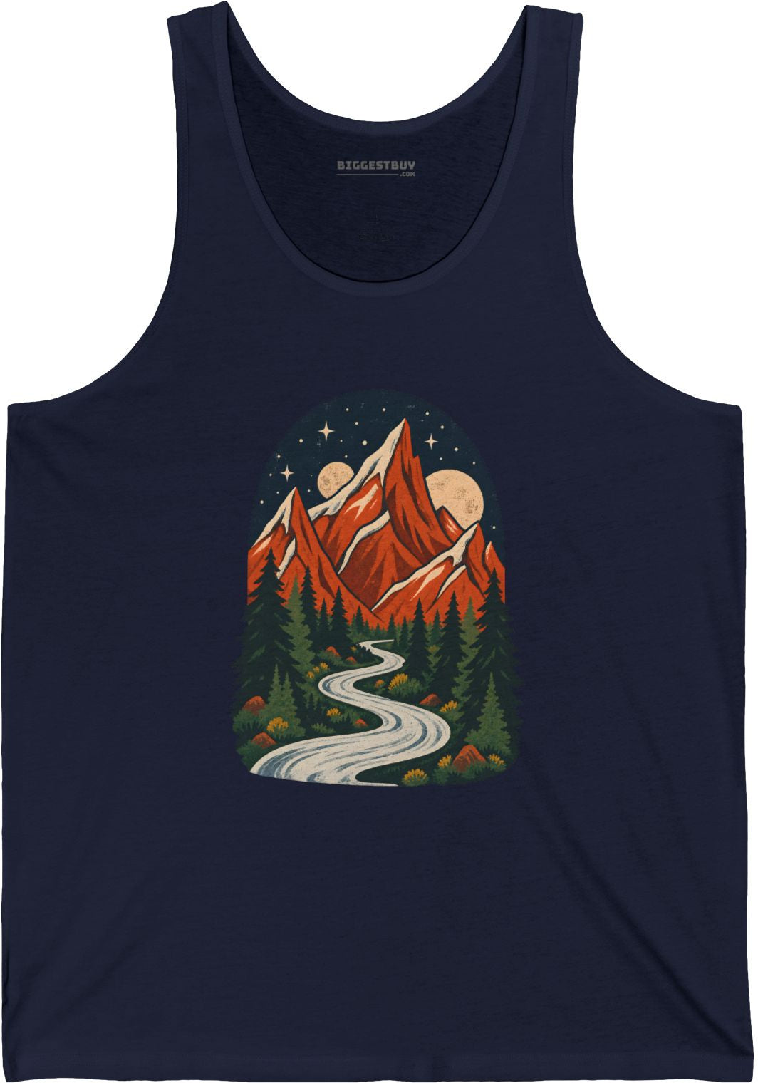 Mountain Maze - Jersey Tank Top in Navy, front view
