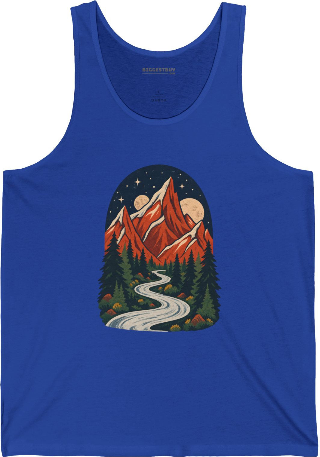Mountain Maze - Jersey Tank Top in True Royal, front view