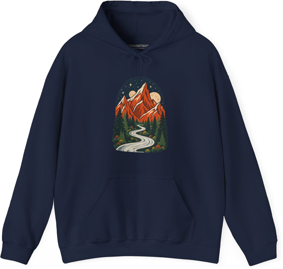 Mountain Maze - Pullover Hoodie in Navy, front view
