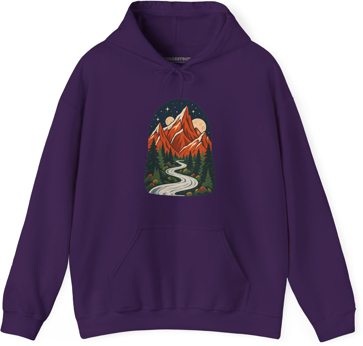 Mountain Maze - Pullover Hoodie in Purple, front view