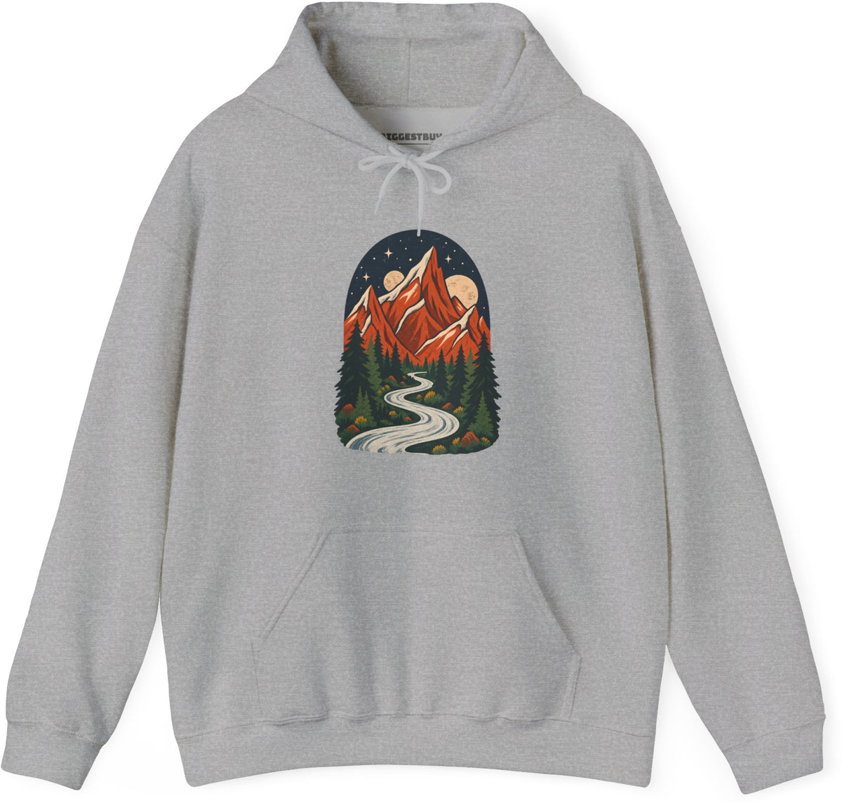 Mountain Maze - Pullover Hoodie in Sport Grey, front view