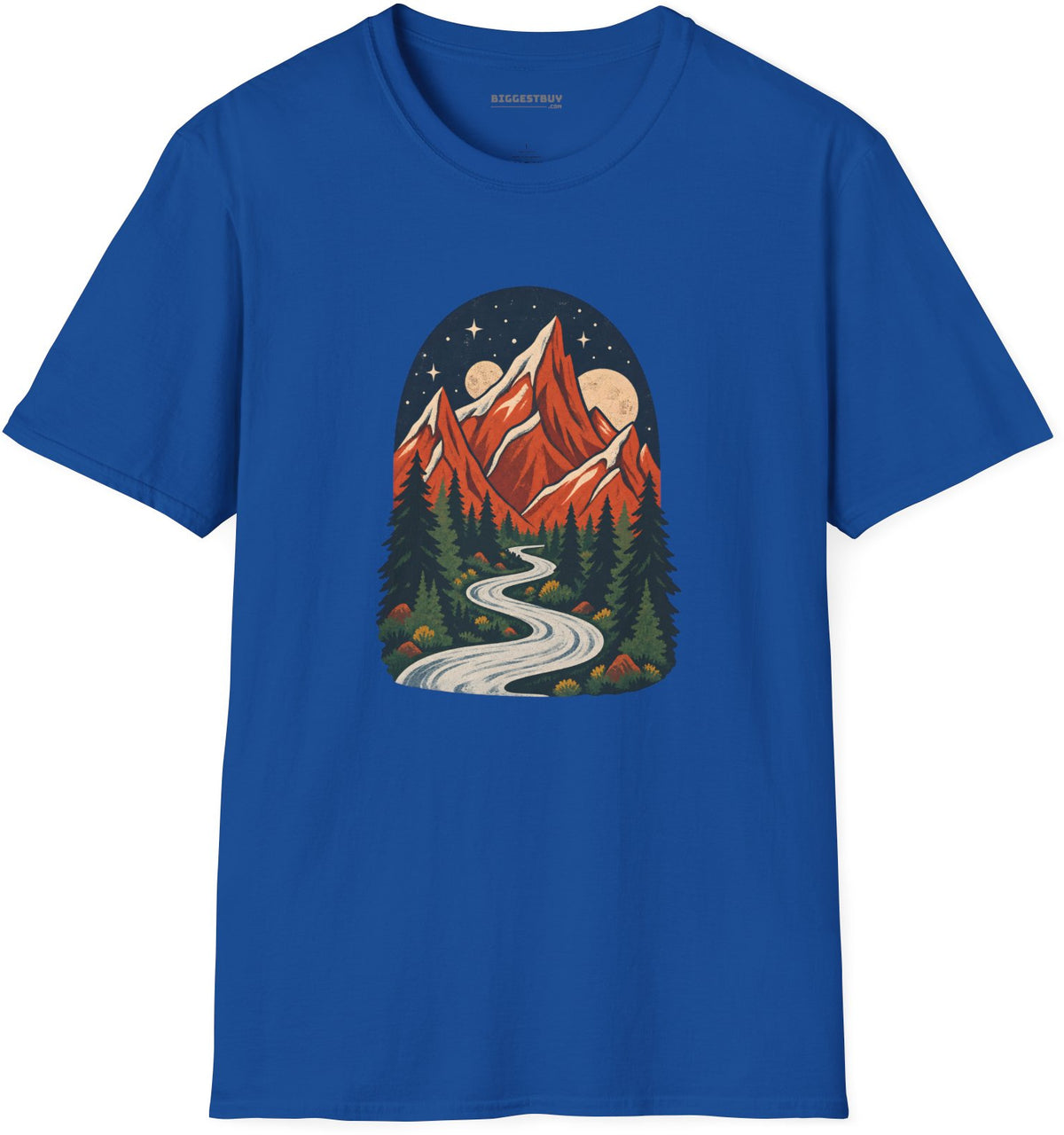 Mountain Maze - Softstyle T-Shirt in Royal, front view