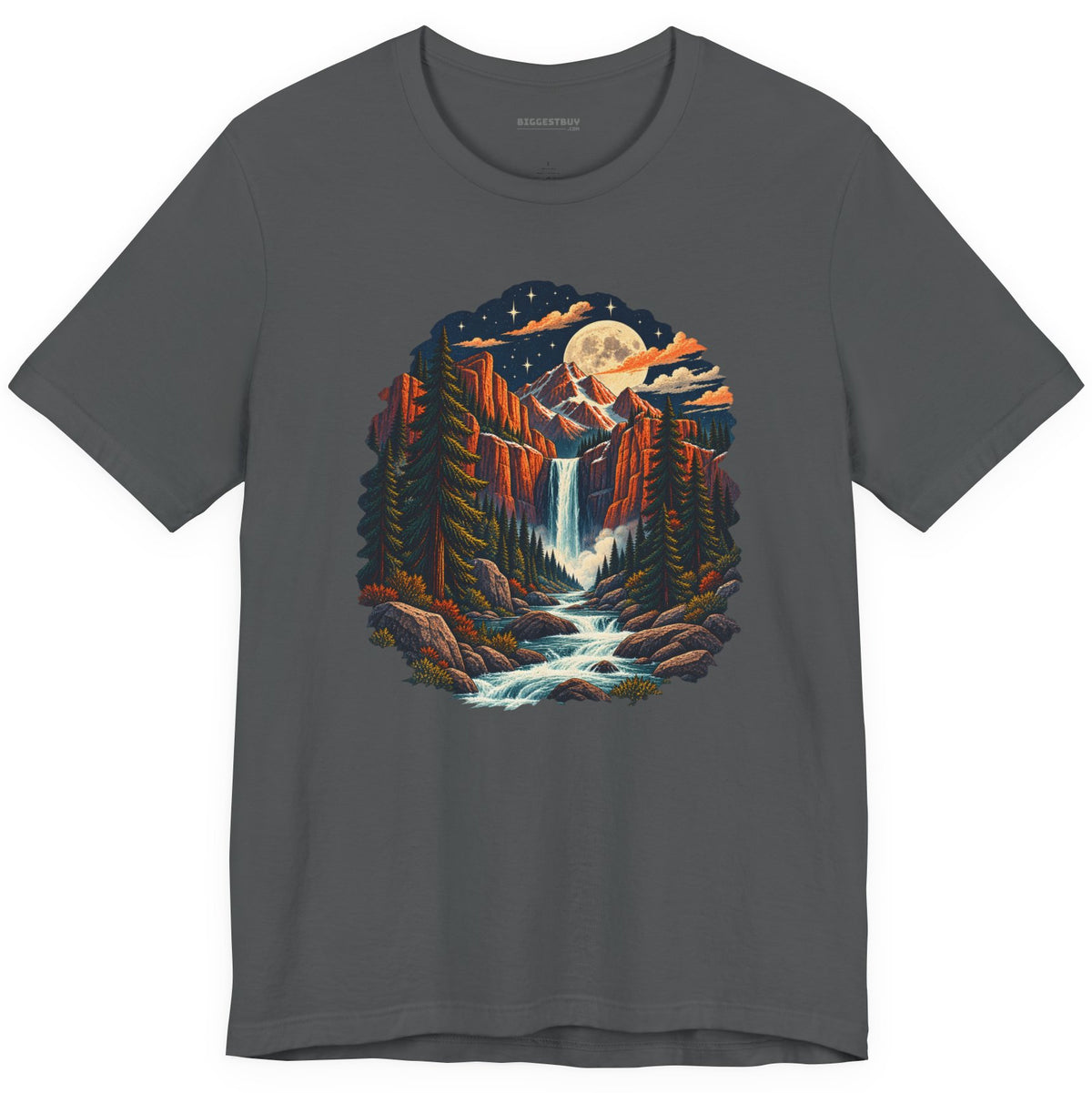 Mystic Peaks - Classic Jersey Tee in Asphalt, front view