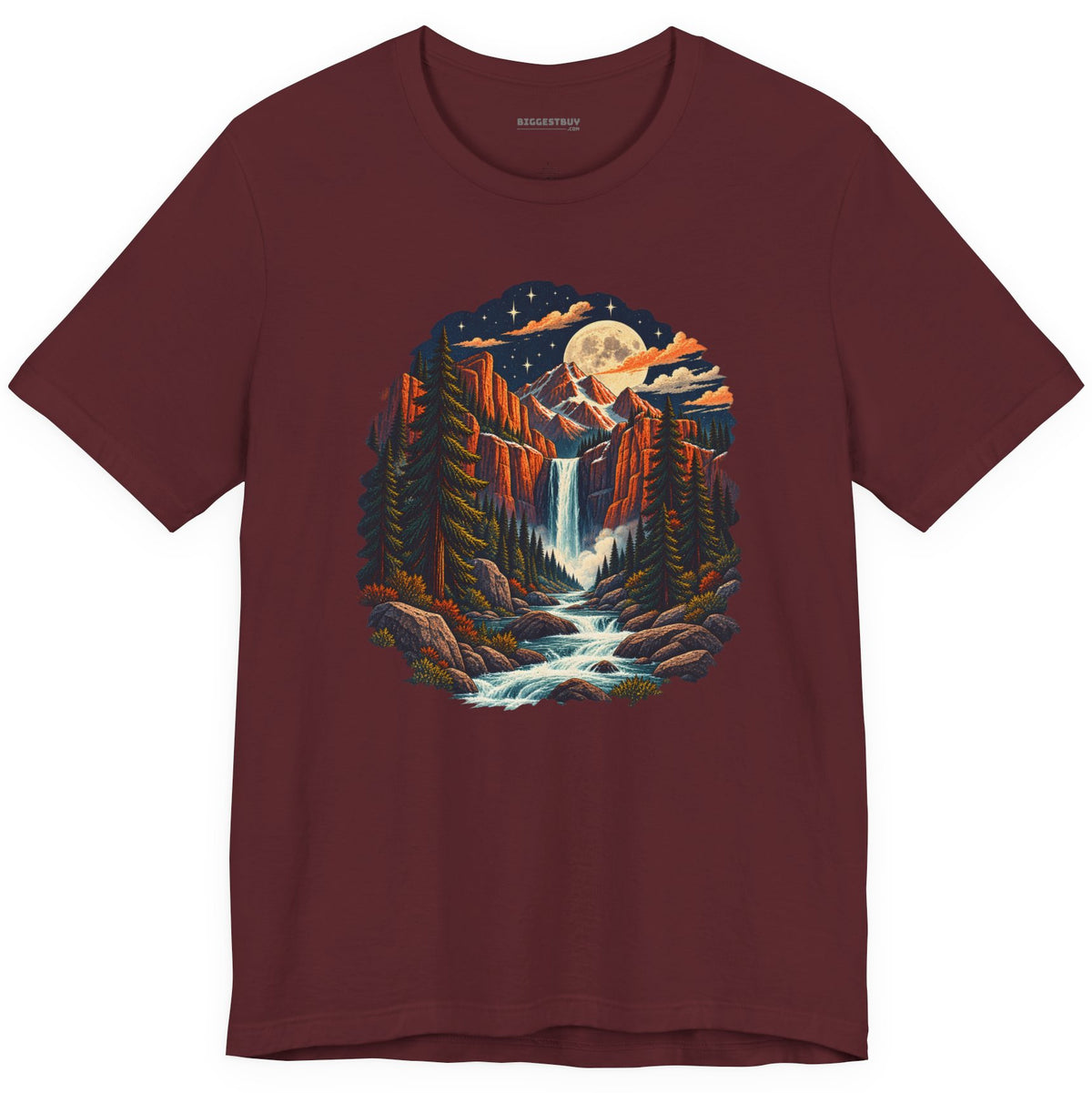 Mystic Peaks - Classic Jersey Tee in Maroon, front view