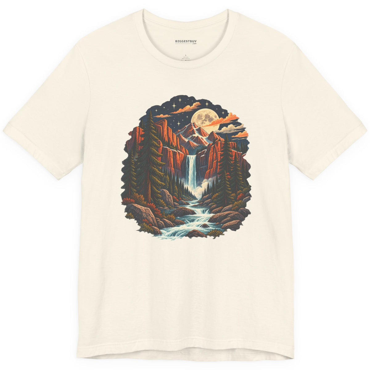 Mystic Peaks - Classic Jersey Tee in Natural, front view