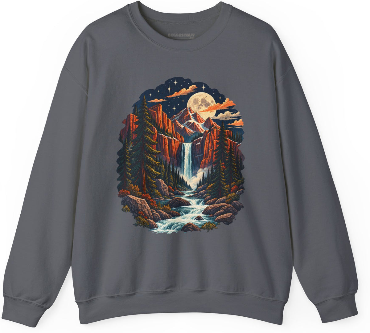 Mystic Peaks - Crewneck Sweatshirt in Charcoal, front view