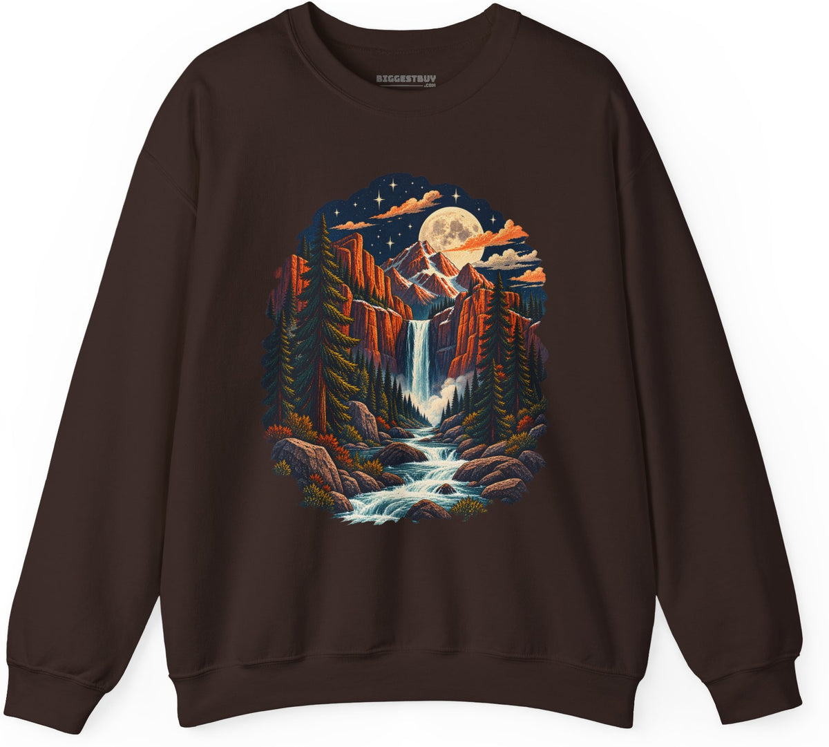 Mystic Peaks - Crewneck Sweatshirt in Dark Chocolate, front view