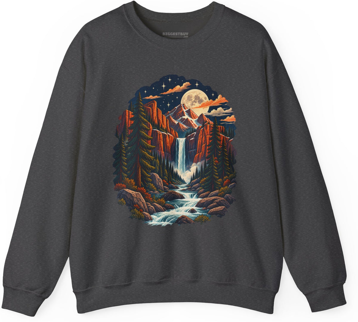 Mystic Peaks - Crewneck Sweatshirt in Dark Heather, front view