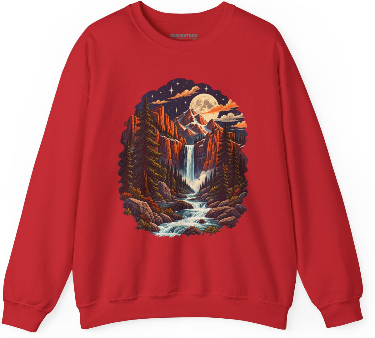 Mystic Peaks - Crewneck Sweatshirt in Red, front view