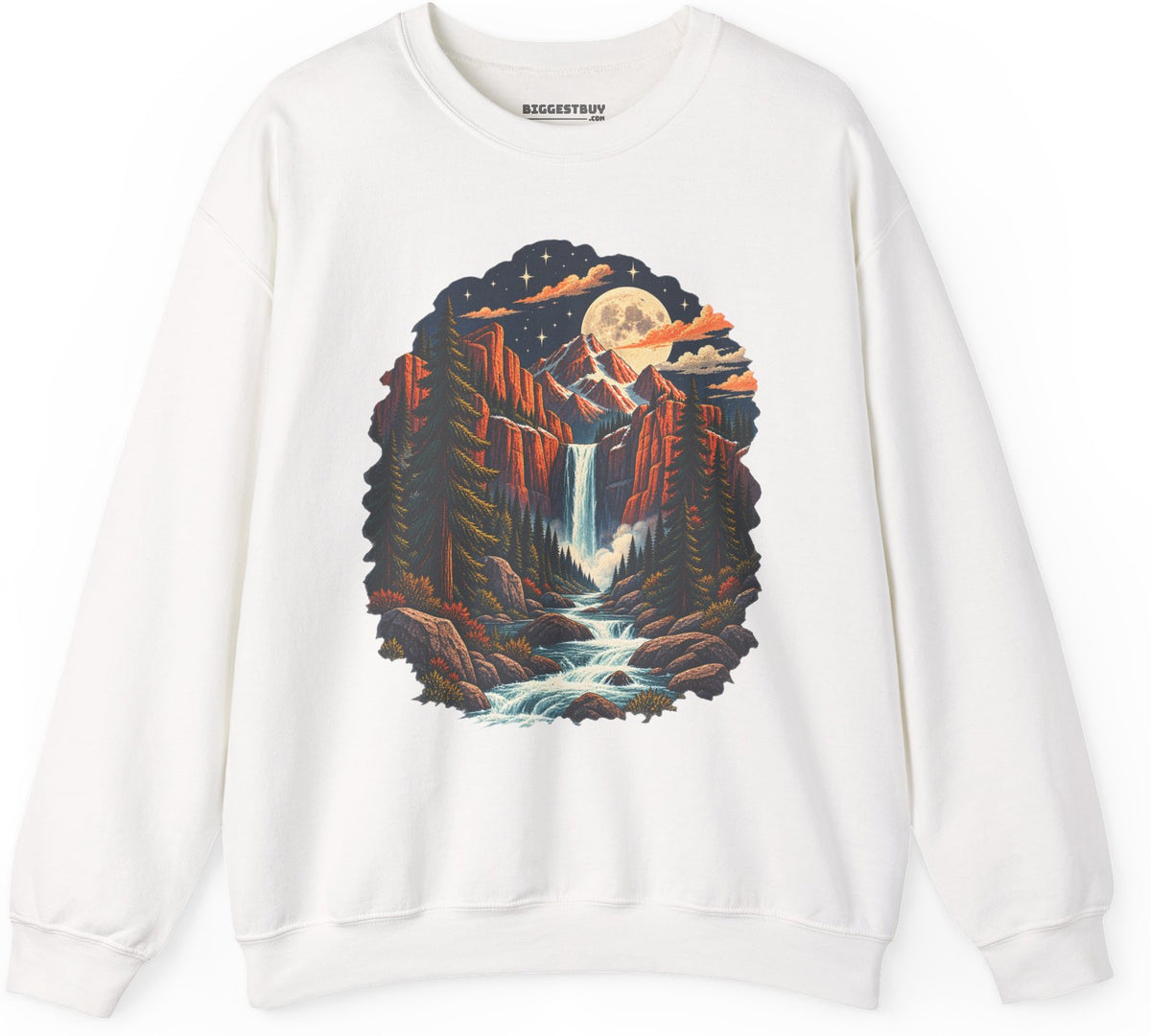 Mystic Peaks - Crewneck Sweatshirt in White, front view