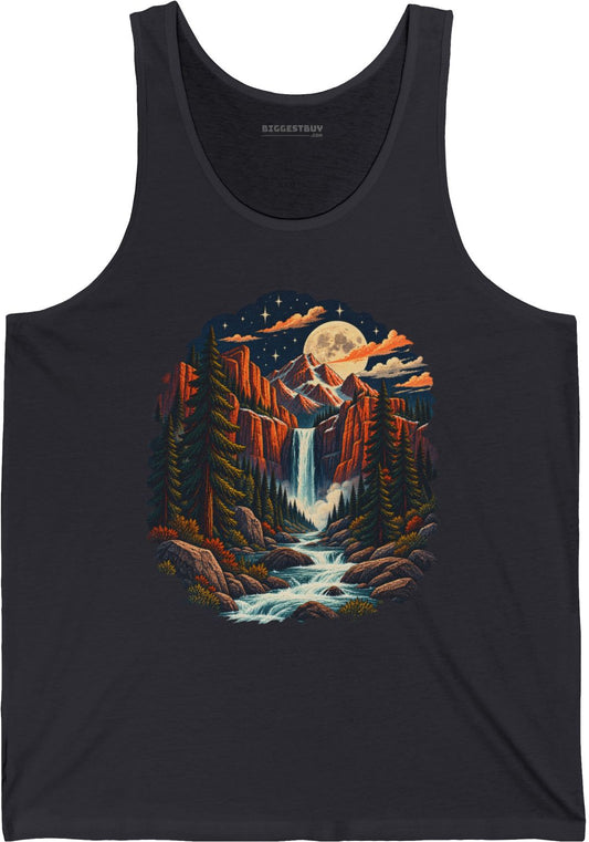 Mystic Peaks - Jersey Tank Top in Dark Grey, front view