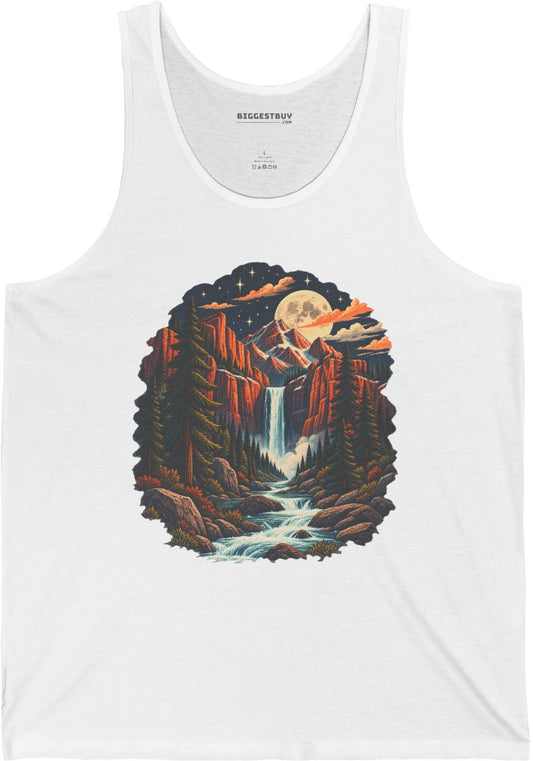 Mystic Peaks - Jersey Tank Top in White, front view