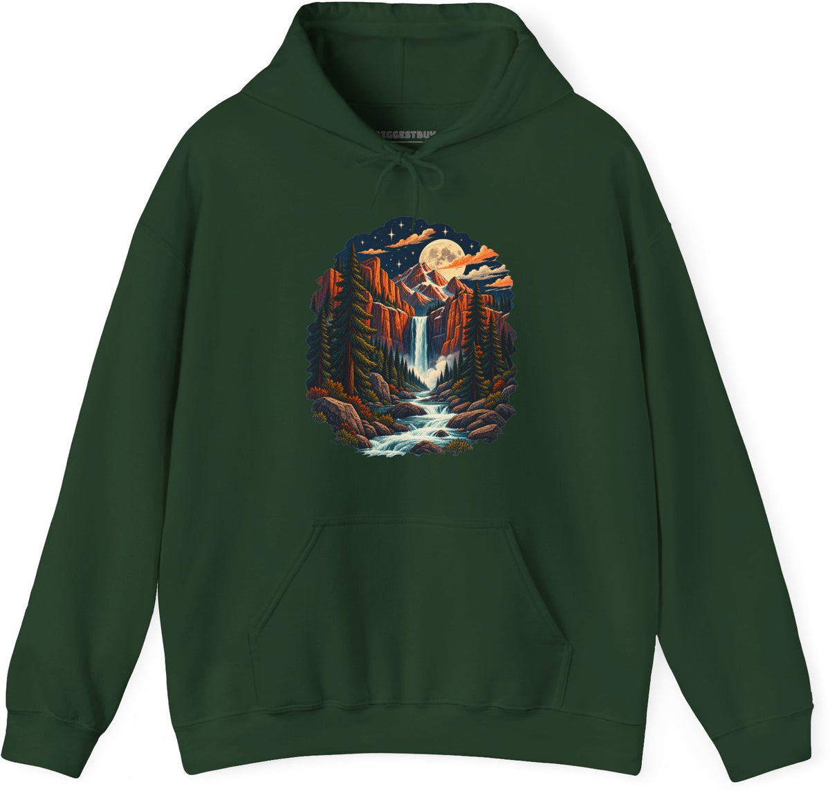 Mystic Peaks - Pullover Hoodie in Forest Green, front view