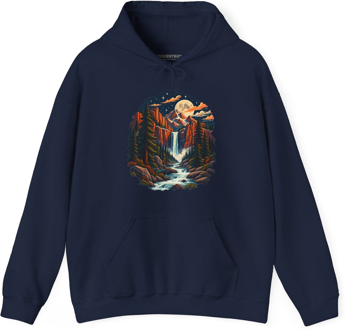 Mystic Peaks - Pullover Hoodie in Navy, front view