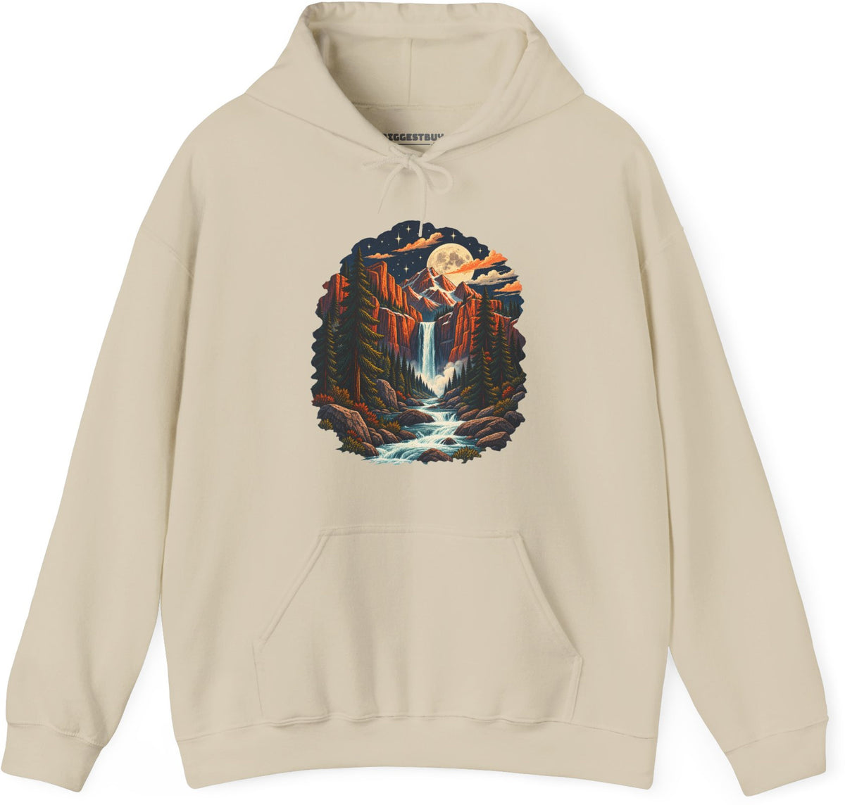 Mystic Peaks - Pullover Hoodie in Sand, front view