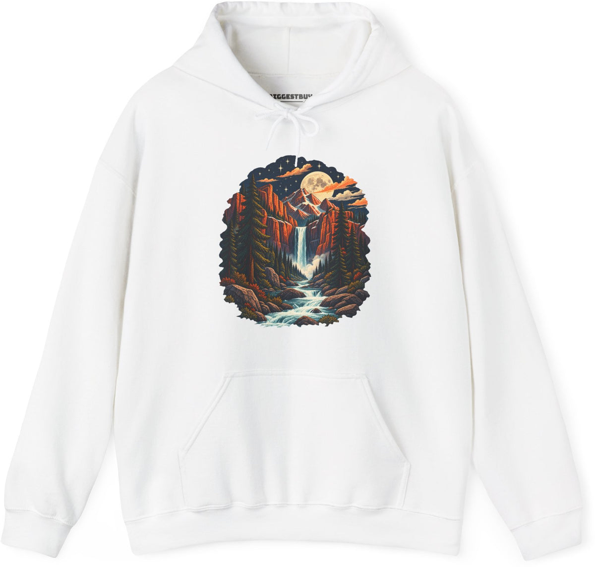 Mystic Peaks - Pullover Hoodie in White, front view