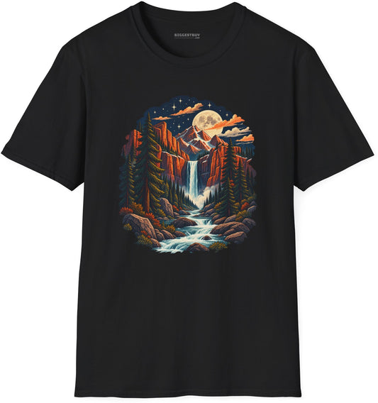 Mystic Peaks - Softstyle T-Shirt in Black, front view