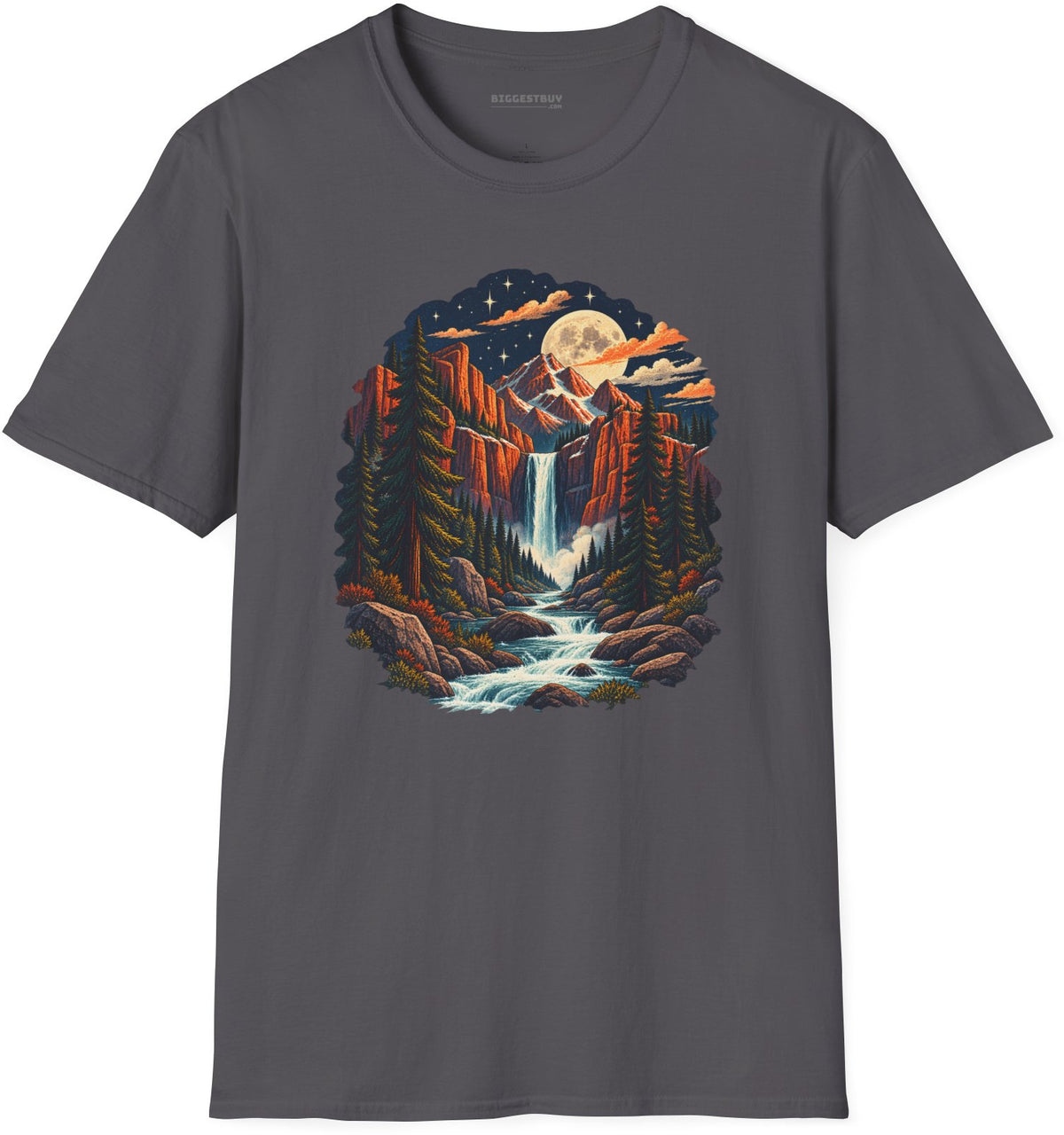 Mystic Peaks - Softstyle T-Shirt in Charcoal, front view