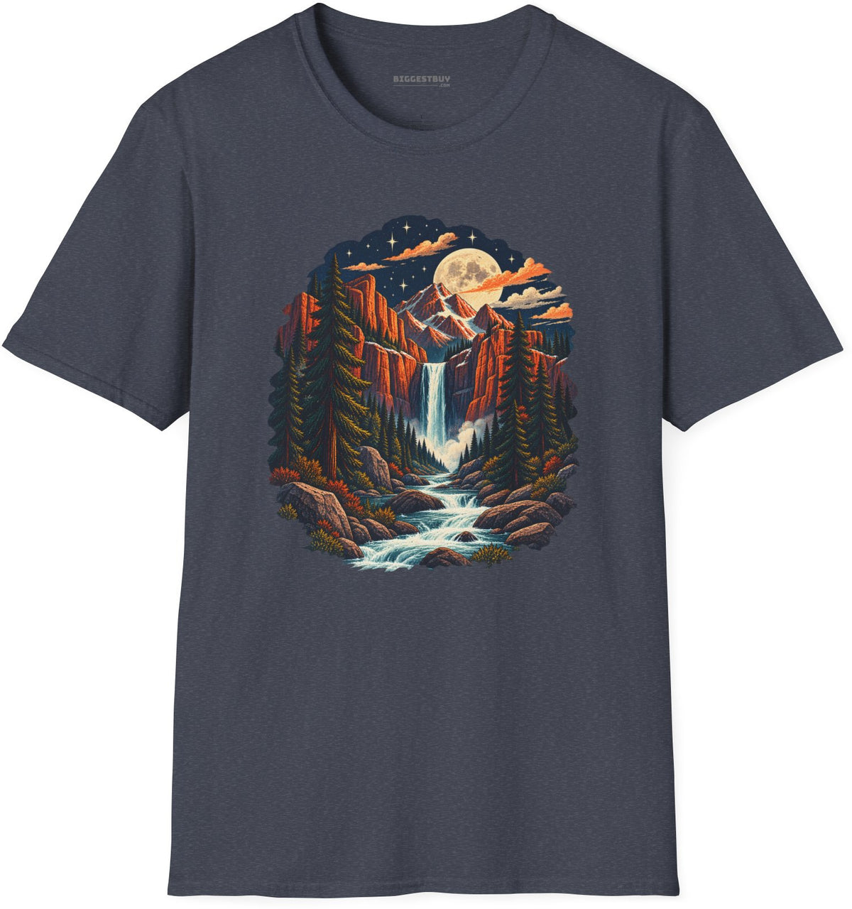 Mystic Peaks - Softstyle T-Shirt in Heather Navy, front view