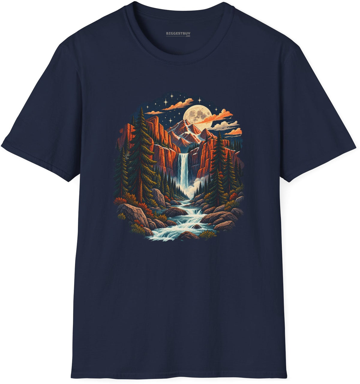 Mystic Peaks - Softstyle T-Shirt in Navy, front view