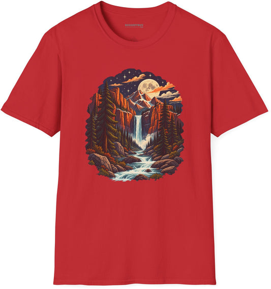 Mystic Peaks - Softstyle T-Shirt in Red, front view
