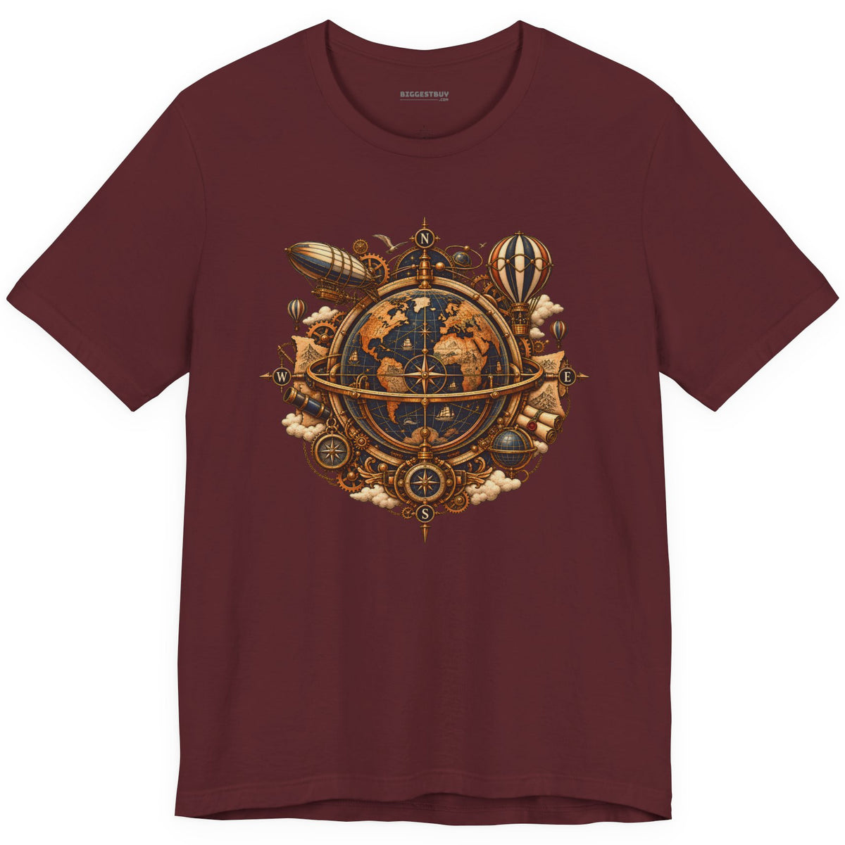 Nautical Nexus - Classic Jersey Tee in Maroon, front view