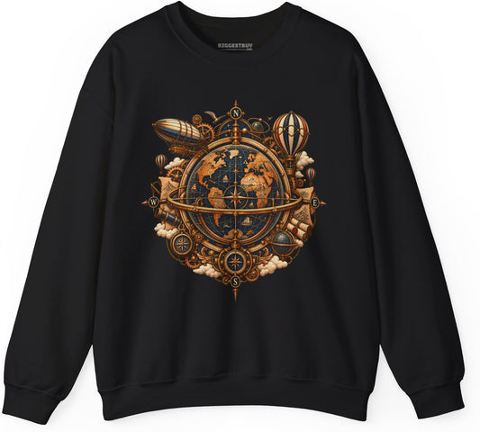 Nautical Nexus - Crewneck Sweatshirt in Black, front view
