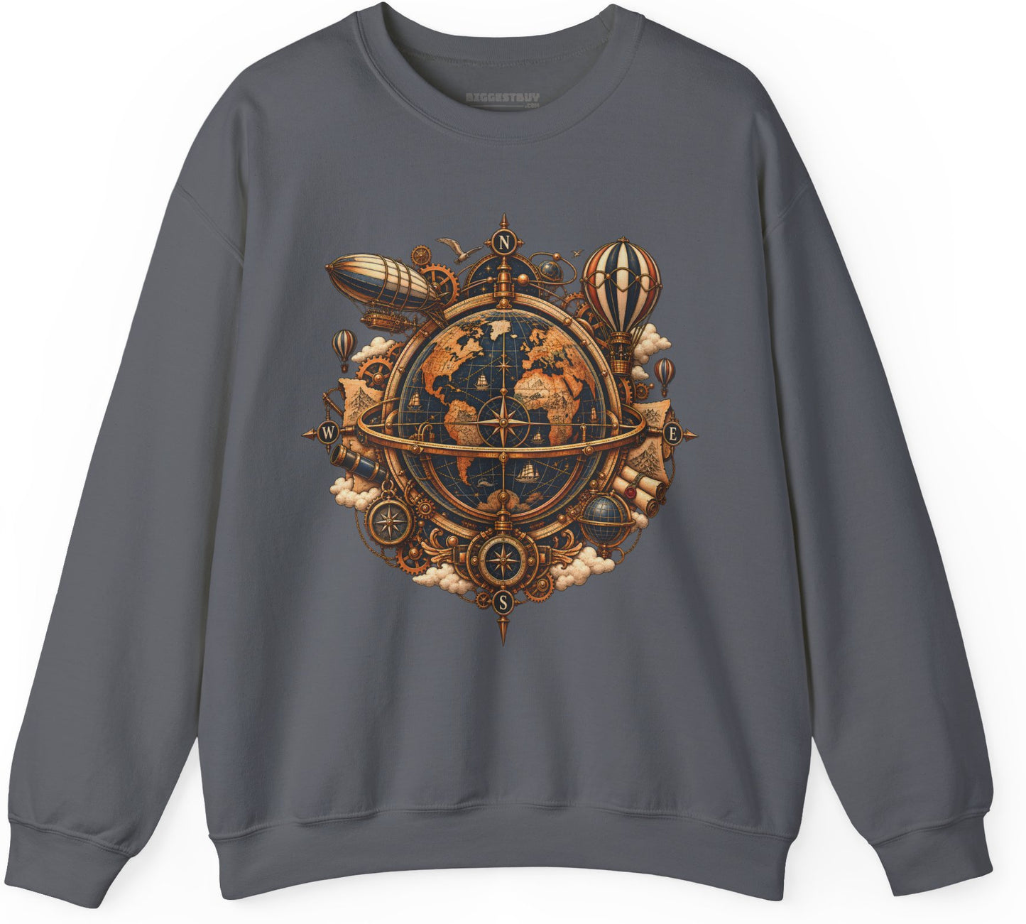 Nautical Nexus - Crewneck Sweatshirt in Charcoal, front view