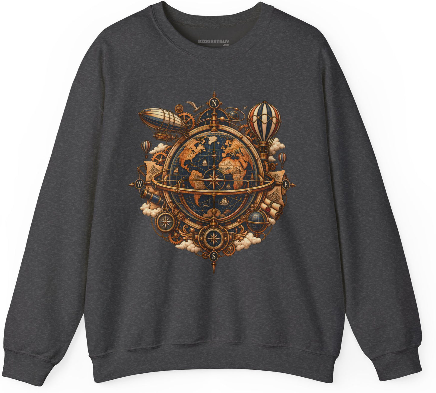 Nautical Nexus - Crewneck Sweatshirt in Dark Heather, front view
