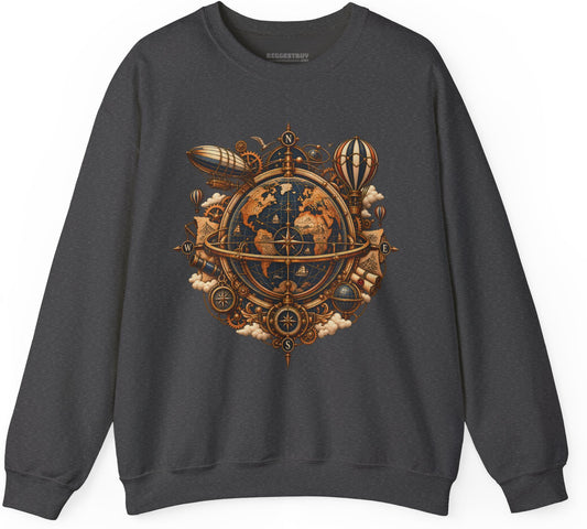 Nautical Nexus - Crewneck Sweatshirt in Dark Heather, front view