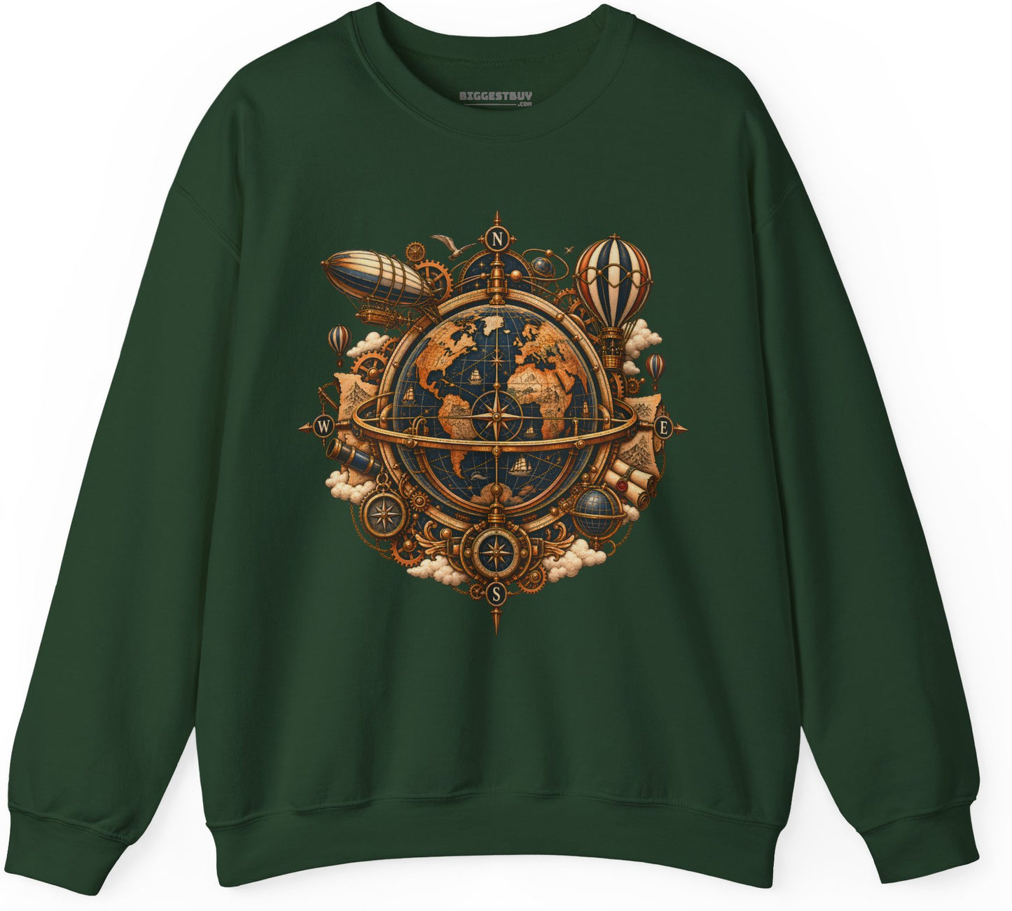 Nautical Nexus - Crewneck Sweatshirt in Forest Green, front view