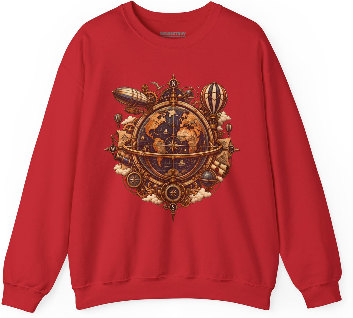 Nautical Nexus - Crewneck Sweatshirt in Red, front view