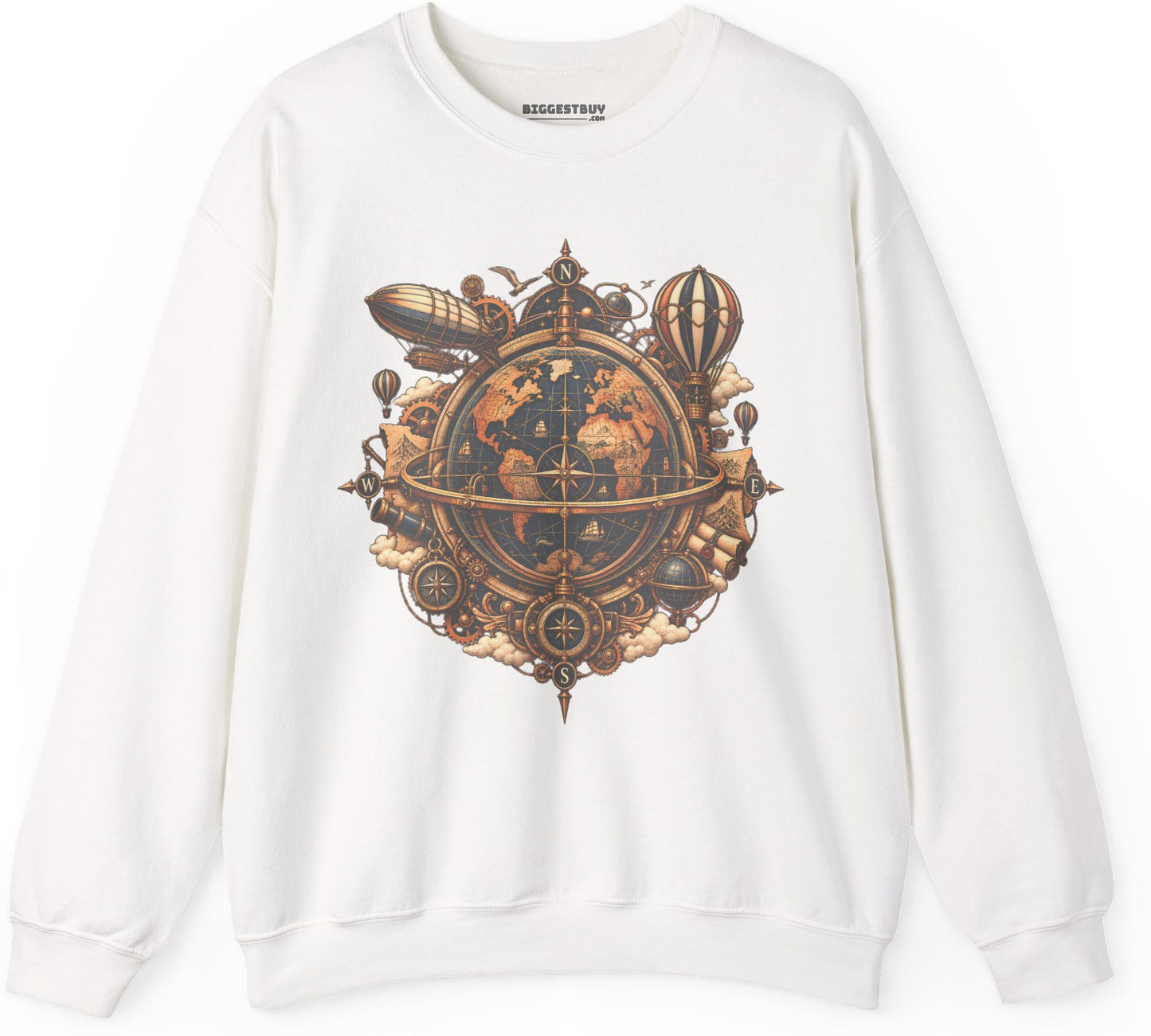 Nautical Nexus - Crewneck Sweatshirt in White, front view