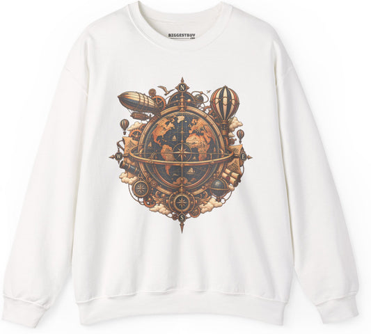 Nautical Nexus - Crewneck Sweatshirt in White, front view