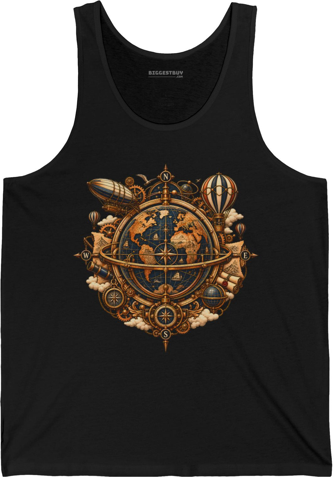 Nautical Nexus - Jersey Tank Top in Black, front view