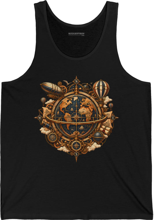 Nautical Nexus - Jersey Tank Top in Black, front view