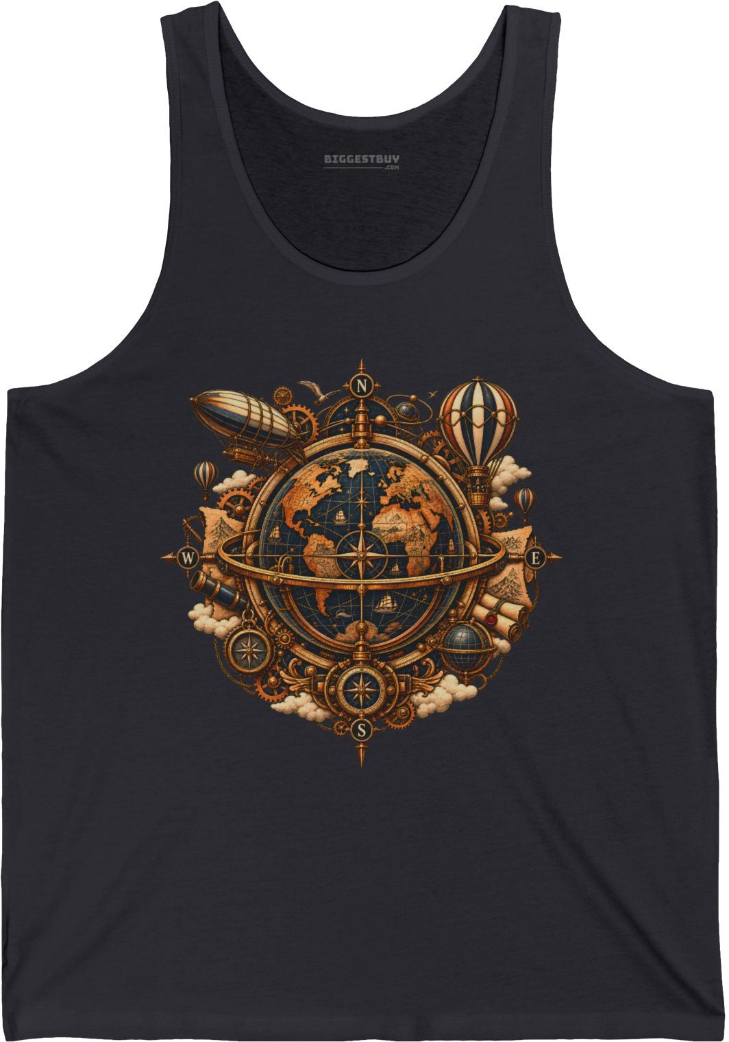 Nautical Nexus - Jersey Tank Top in Dark Grey, front view