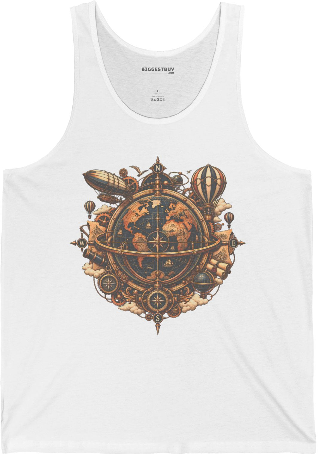 Nautical Nexus - Jersey Tank Top in White, front view