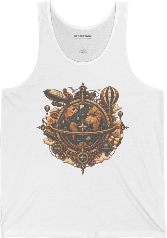 Nautical Nexus - Jersey Tank Top in White, front view