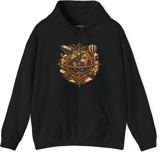 Nautical Nexus - Pullover Hoodie in Black, front view