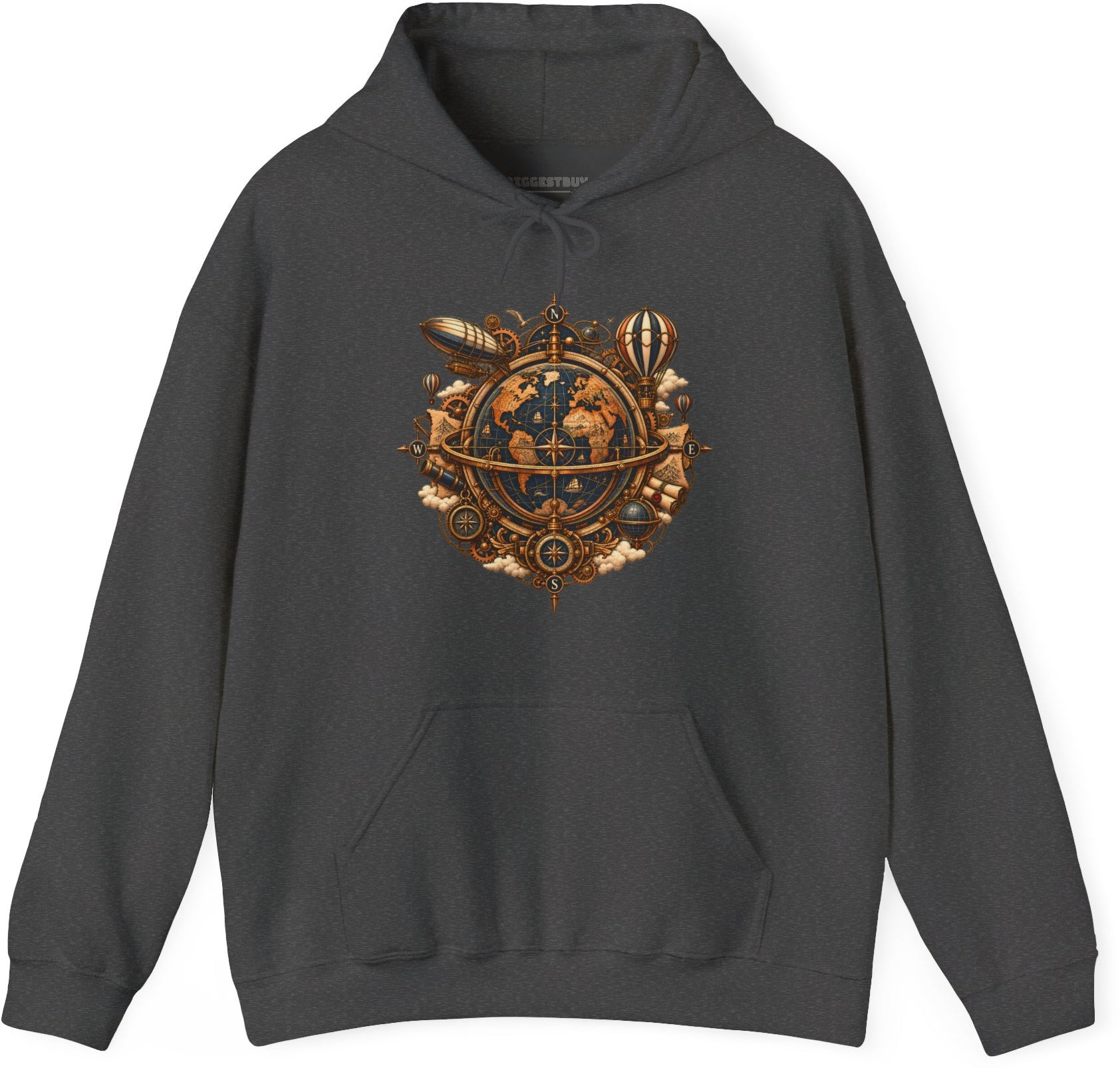 Nautical Nexus - Pullover Hoodie in Dark Heather, front view