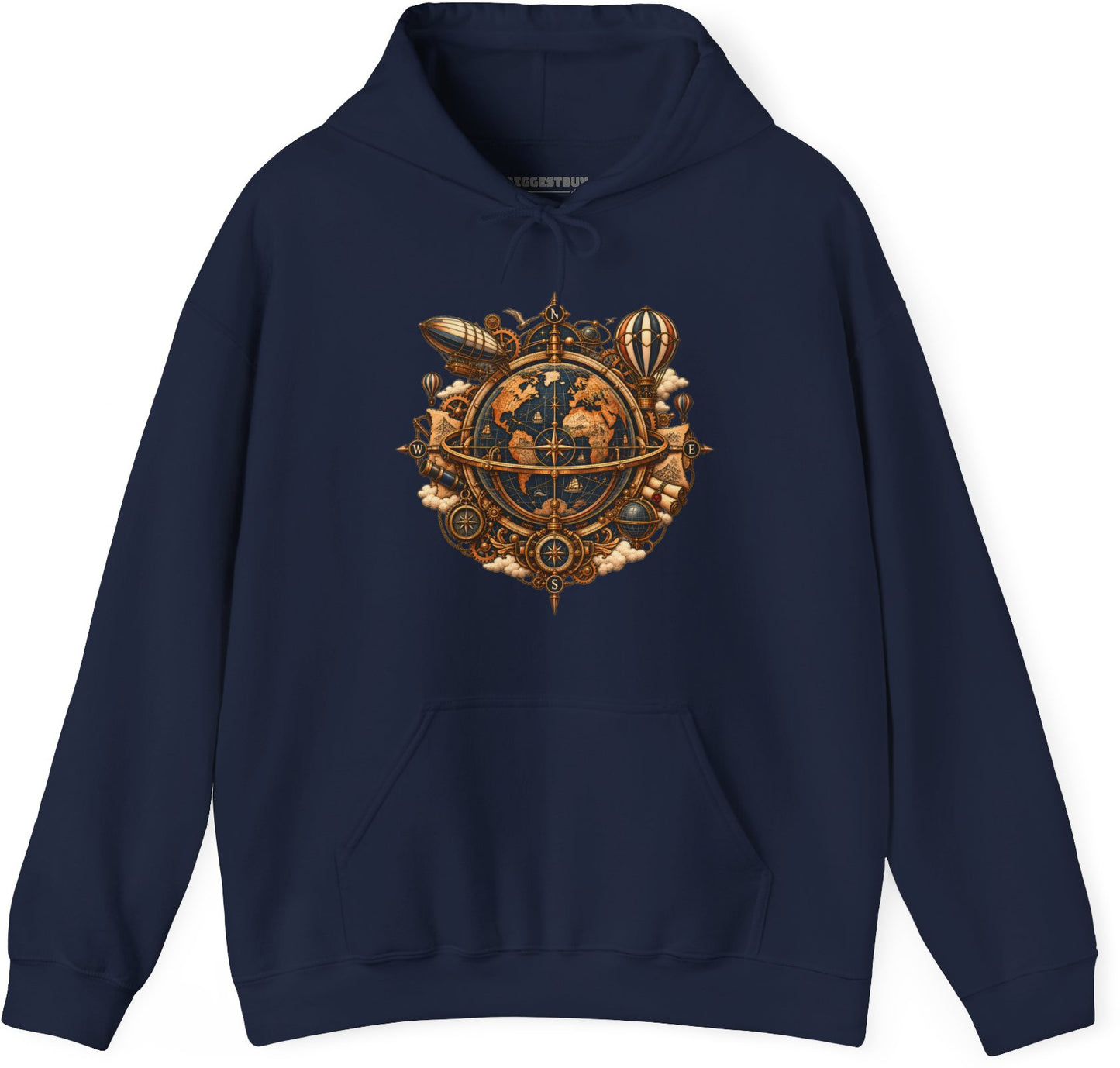 Nautical Nexus - Pullover Hoodie in Navy, front view