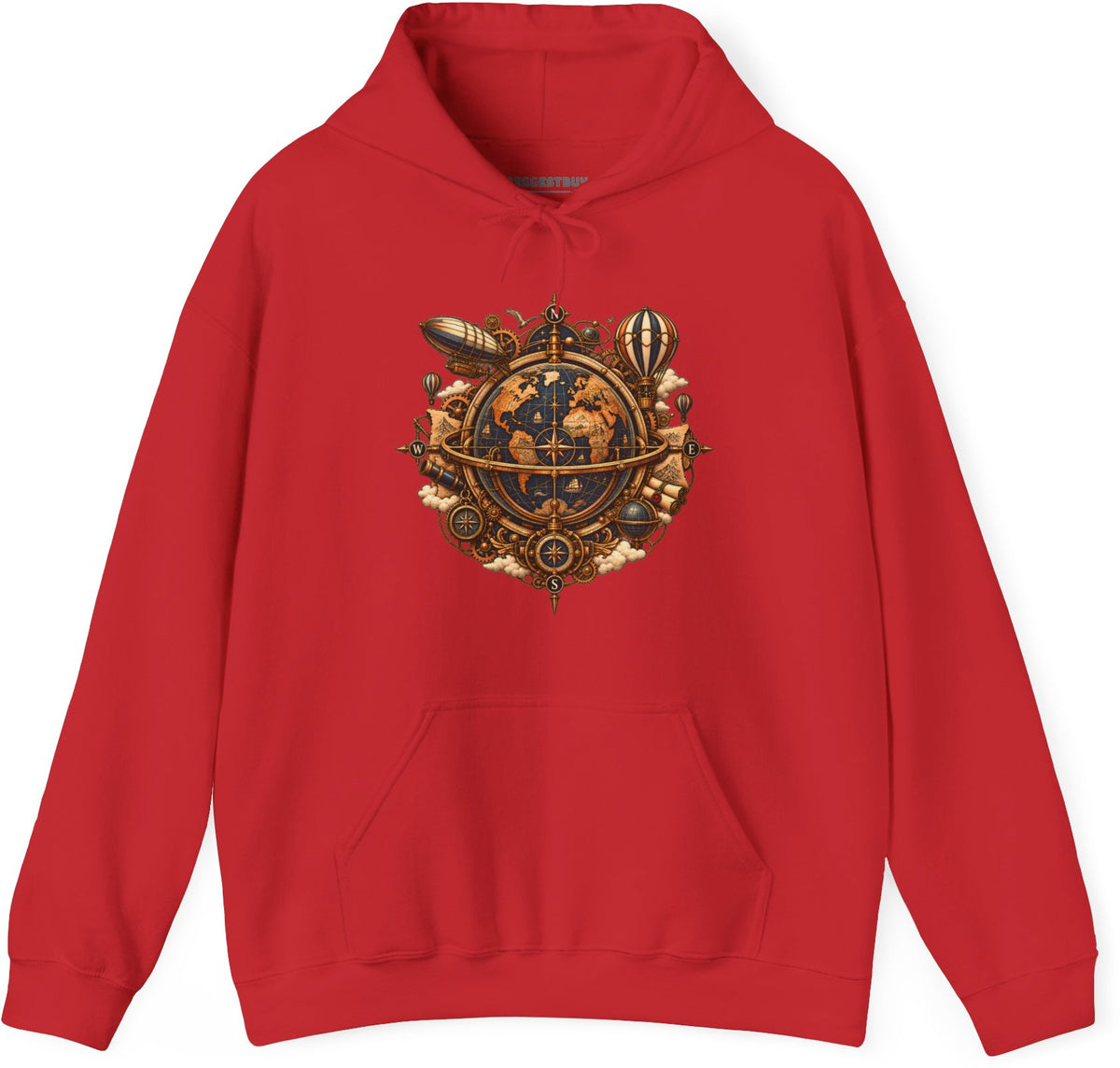 Nautical Nexus - Pullover Hoodie in Red, front view