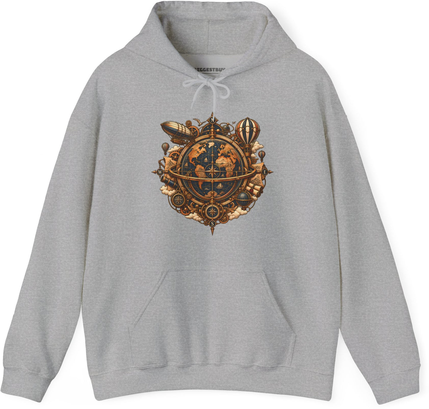 Nautical Nexus - Pullover Hoodie in Sport Grey, front view
