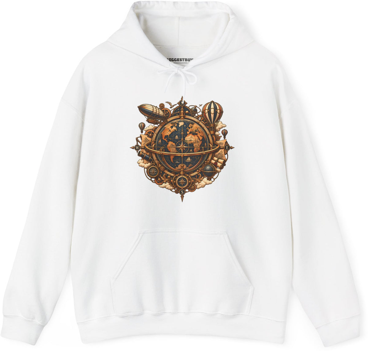 Nautical Nexus - Pullover Hoodie in White, front view