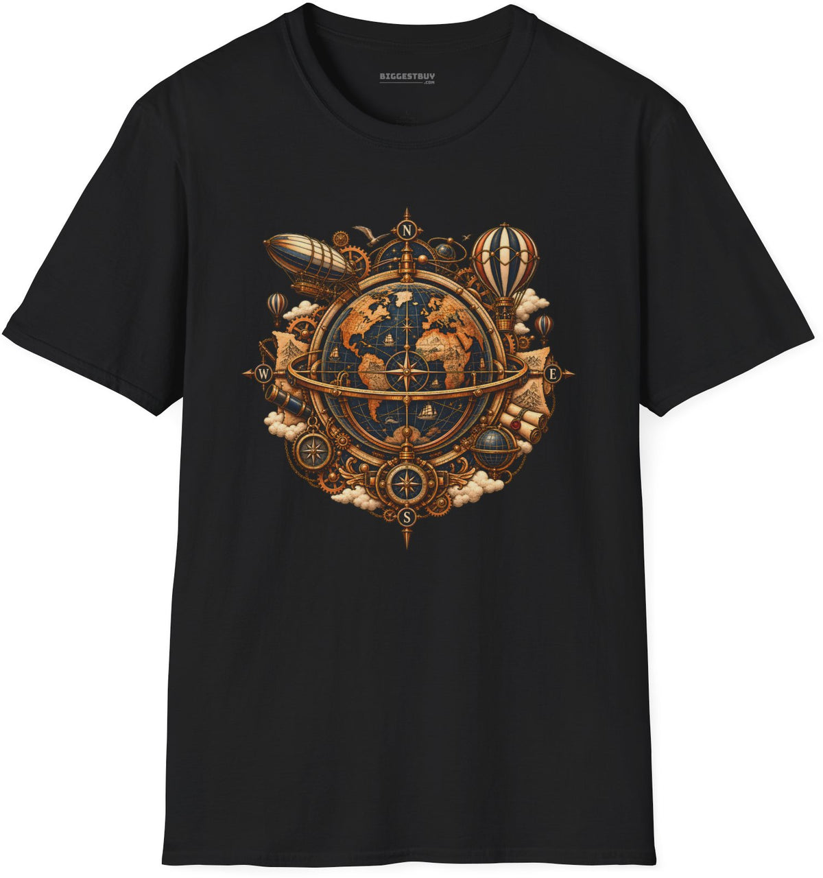 Nautical Nexus - Softstyle T-Shirt in Black, front view